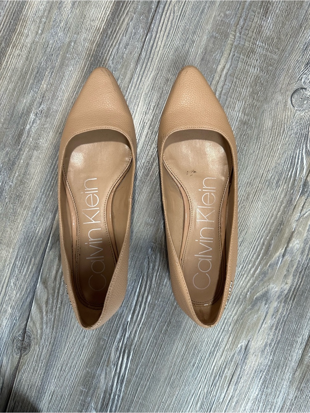 Calvin Klein Women's Nude/Tan Pointed Ballet Flats - Picture 2 of 3